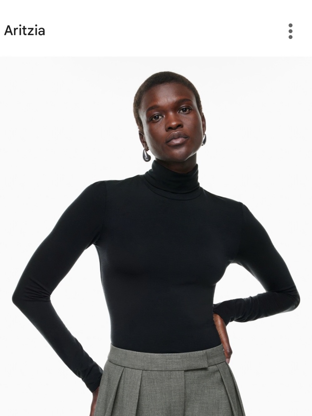 Aritzia Black Long-Sleeve Fitted Turtleneck